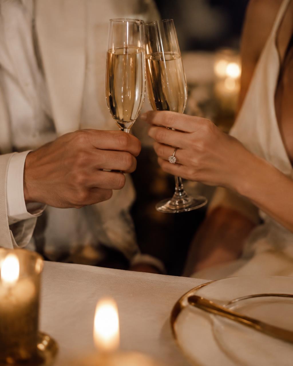 Brindis con copas de champaña
